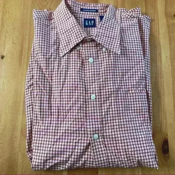 Gap Classic Oxford button down Shirt red gingham men’s XL - Picture 2 of 8